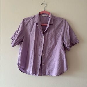 Uniqlo Purple Linen Button-Down Shirt - Women